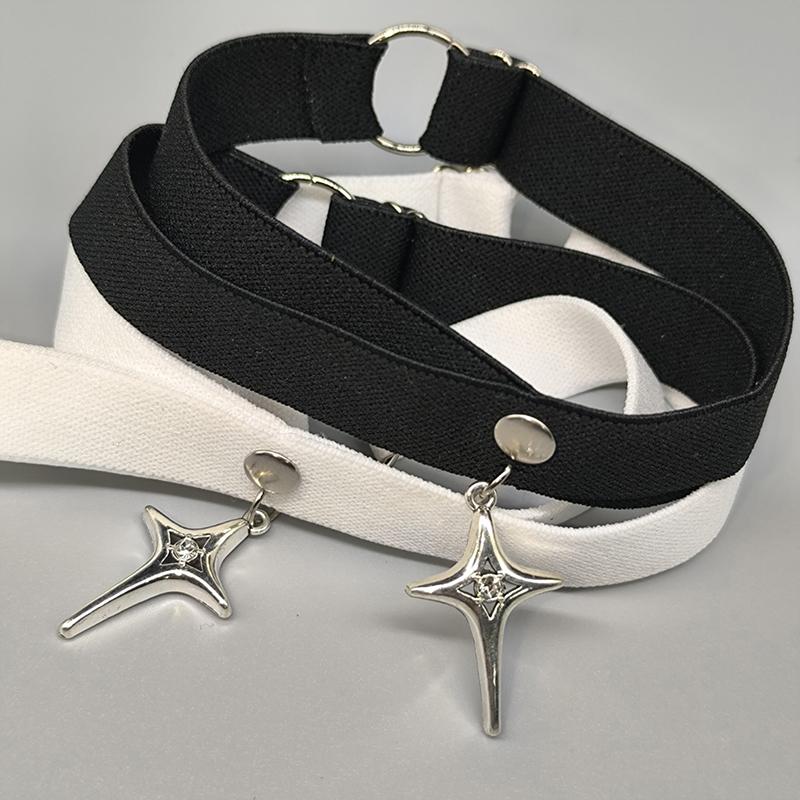 Gothic Punk Elastischer Oberschenkelstrumpfband Sternanhänger Beinharnisch Riemen Bandagen Beinwickel Sexy Strumpfband Rollenspiel Beinring