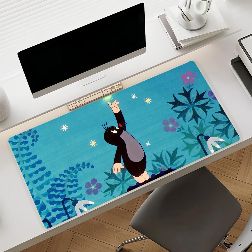 Cartoon The Little Mole Mouse Pad Square Office Gaming Desk Mat Waterproof Non-Slip Rubber Decorative