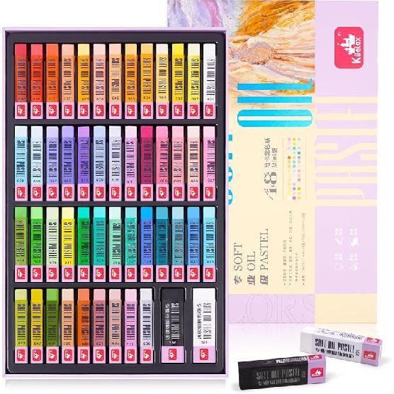 LIGHTWISH Масляные мелки для художников - Мягкий набор масляных мелков из 50 классических цветов, включая 2 больших черных и белых, насыщенные пигментом, хорошо покрывающие масляные мелки Macaron 50