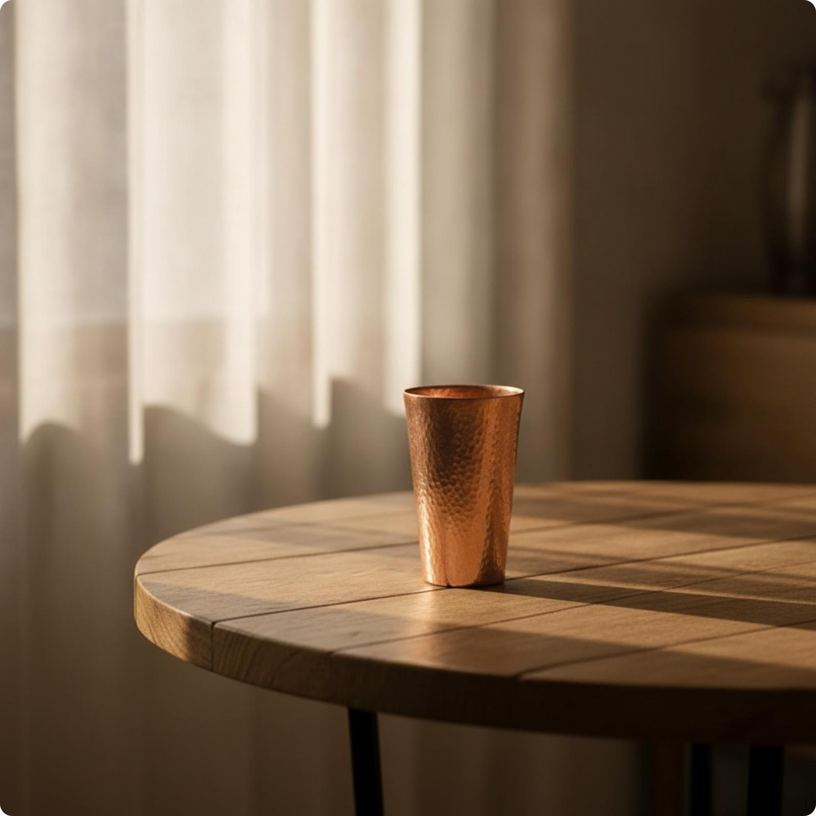 Copper Cup with Hammered Exterior Handmade Water Handcrafted Tumbler for Tea Lovers,
