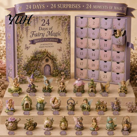 Christmas Gift Box for Family 2026 Spirit Advent Calendar, 24-Day Countdown Mini Figure Set, Elf Alien Calendar Decoration Fairy Ornament Collection,