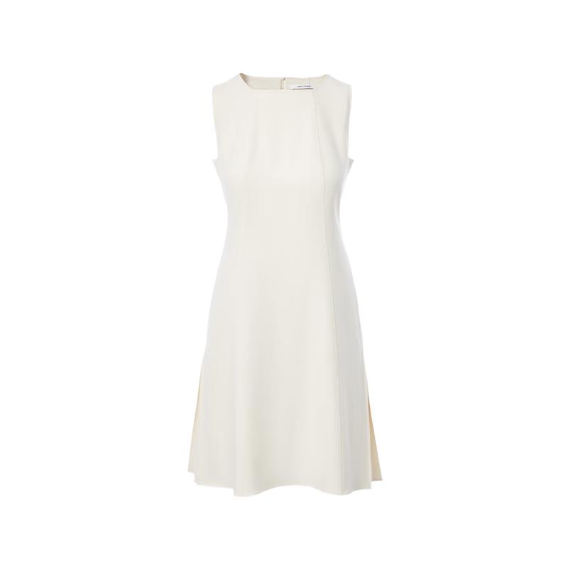 LANCY Triacetate Cool-Touch Square-Neck Slit Dress XL
