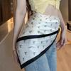 Versatile Black & White Polka Dot Silk Scarf: Wear as a Waist Accessory, Triangle Scarf, or Belt.