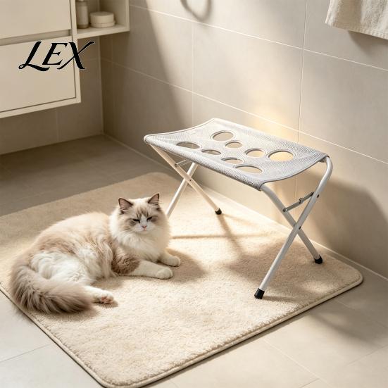 Comfortable Pet Grooming Station Table with Foldable Stand, Adjustable Strap, Cat Hammock, 8-Hole Hammock Washing for Bathing, Nail Trimming of Small