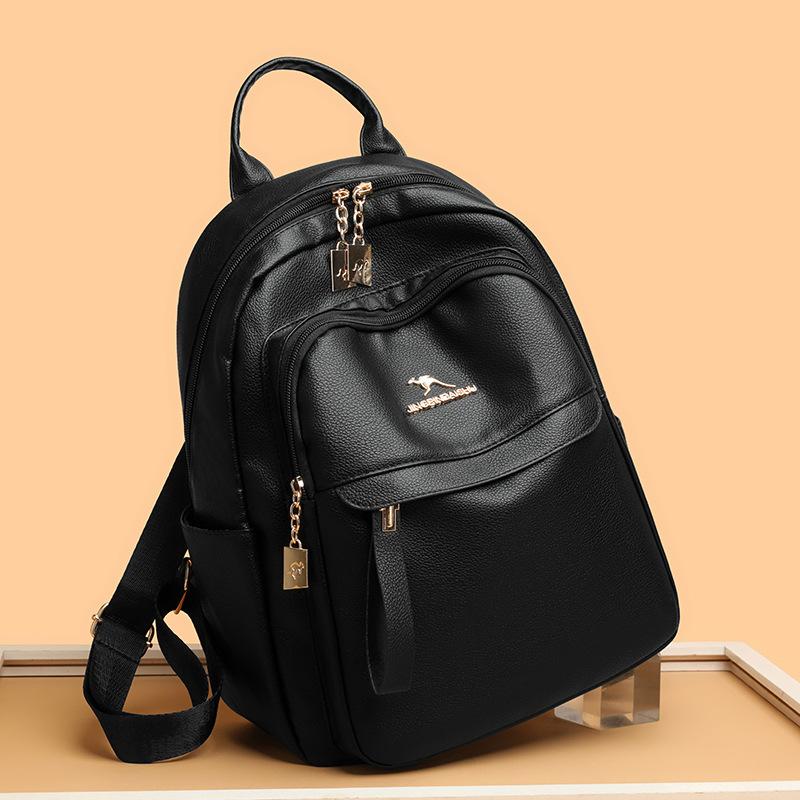 Schoolbag popular backpack women's 1011 new large-capacity leisure travel backpack soft leather fashion schoolbag women's bag