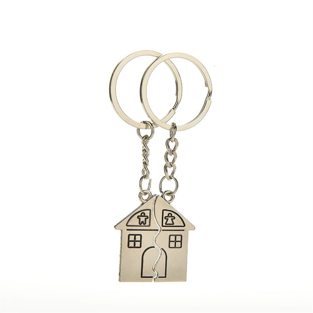 Stainless Steel Lovers Keyring Engraved House Keyring Exquisite Couple Keychain  New Home Owners