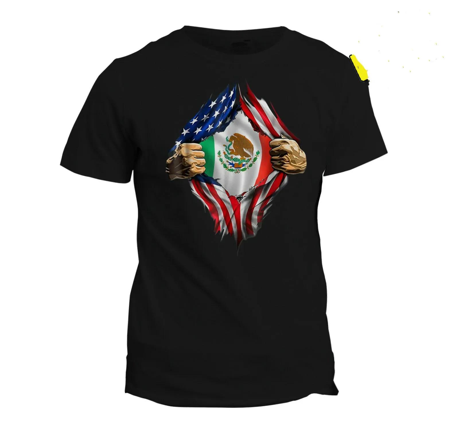 Mexican Blood Inside Me Creative Design Mexican American Flag TShirt Summer Cotton Short Sleeve ONeck Mens T Shirt New S3XL S