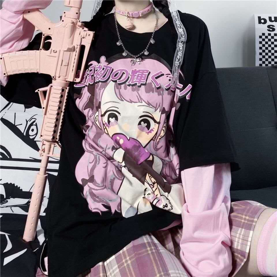 Léto Ženy Estetický Volný Punk Dámské tričko Goth Tee Tmavý Grunge Dámská Gotická trička Oblečení Harajuku Top Y2k Streetwear