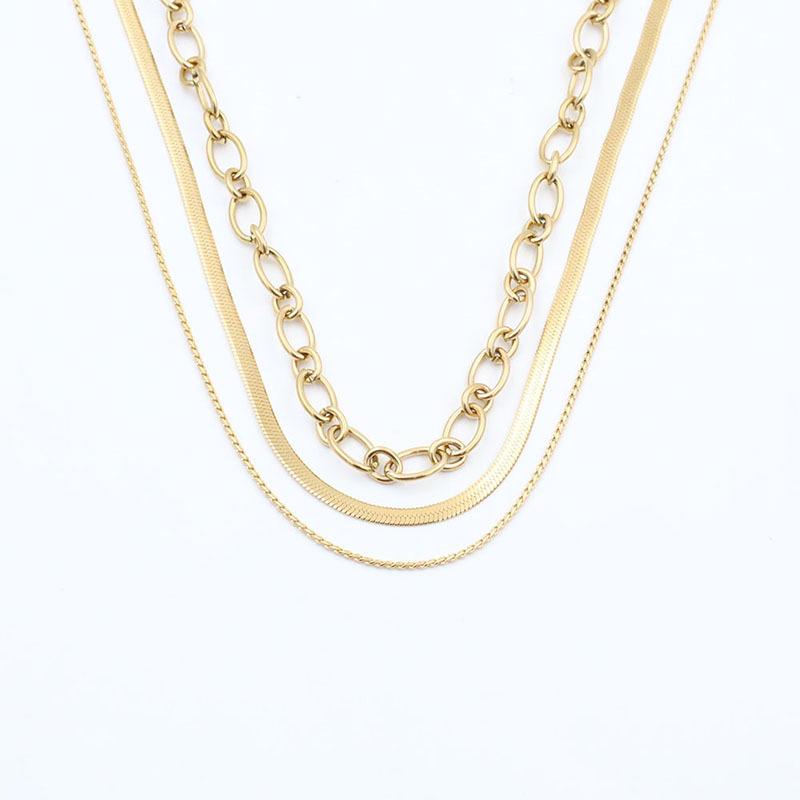 Niche Personalized Metal Chain Multi-Layer With Snake Bone Chain Interlocking Chain Neutral Wind Necklace Female