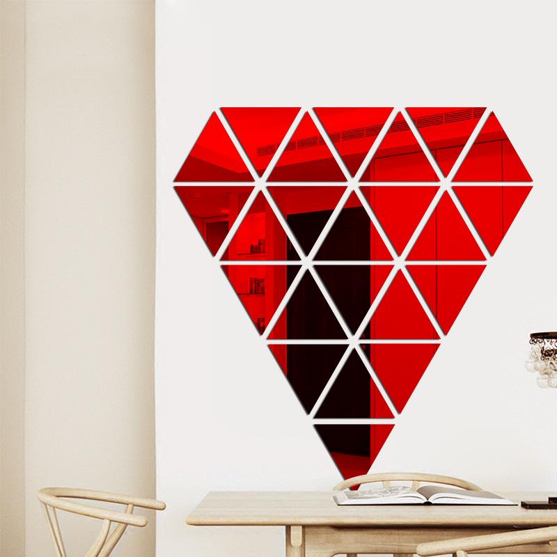 3D Equilateral Triangle Wall Sticker with Mirror Surface, 15cm Sides, Multiple Combinations.