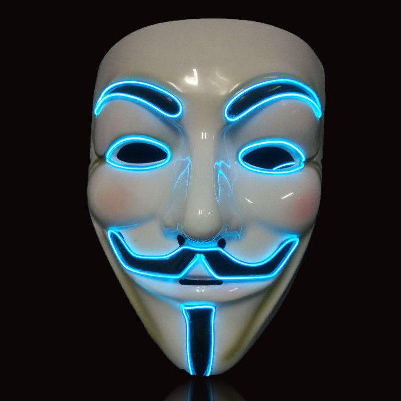 Led Light Mask V Party Cosplay Masque Mask Anonymous Guy Fawkes Mask Adult Fancy