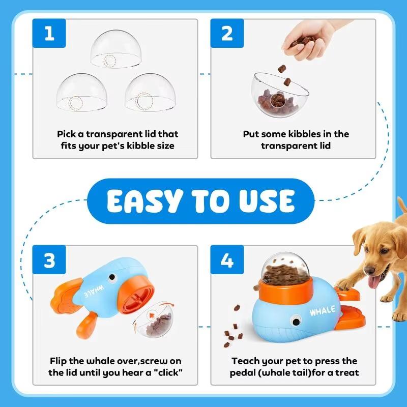 Dog Cat Treats Dispenser Toy Anti-Slip Slow Puzzle Interactive Treat Dispenser Automatic Feeder Toys for Pet Training Supplies