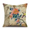 Linen Pillowcase American Rustic Rose Sofa Cushion Cover Retro Style Car Home Soft Decoration