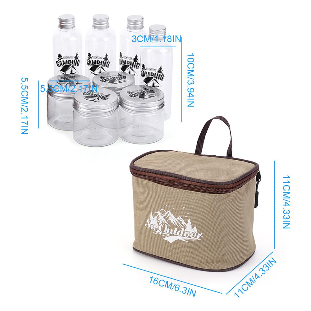 8Pcs Camping Spice Kit with Storage Bag Outdoor Spice Bottle Set Portable Pepper Spice Storage Jars Set for Outdoor Camping BBQ