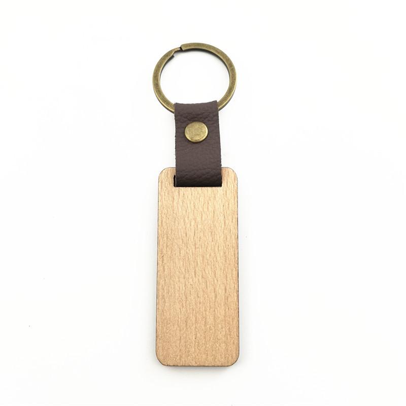 Blank Wooden Keychain Engraved Pattern Key Rings Painting Craft Key Chain Keyring Decoration