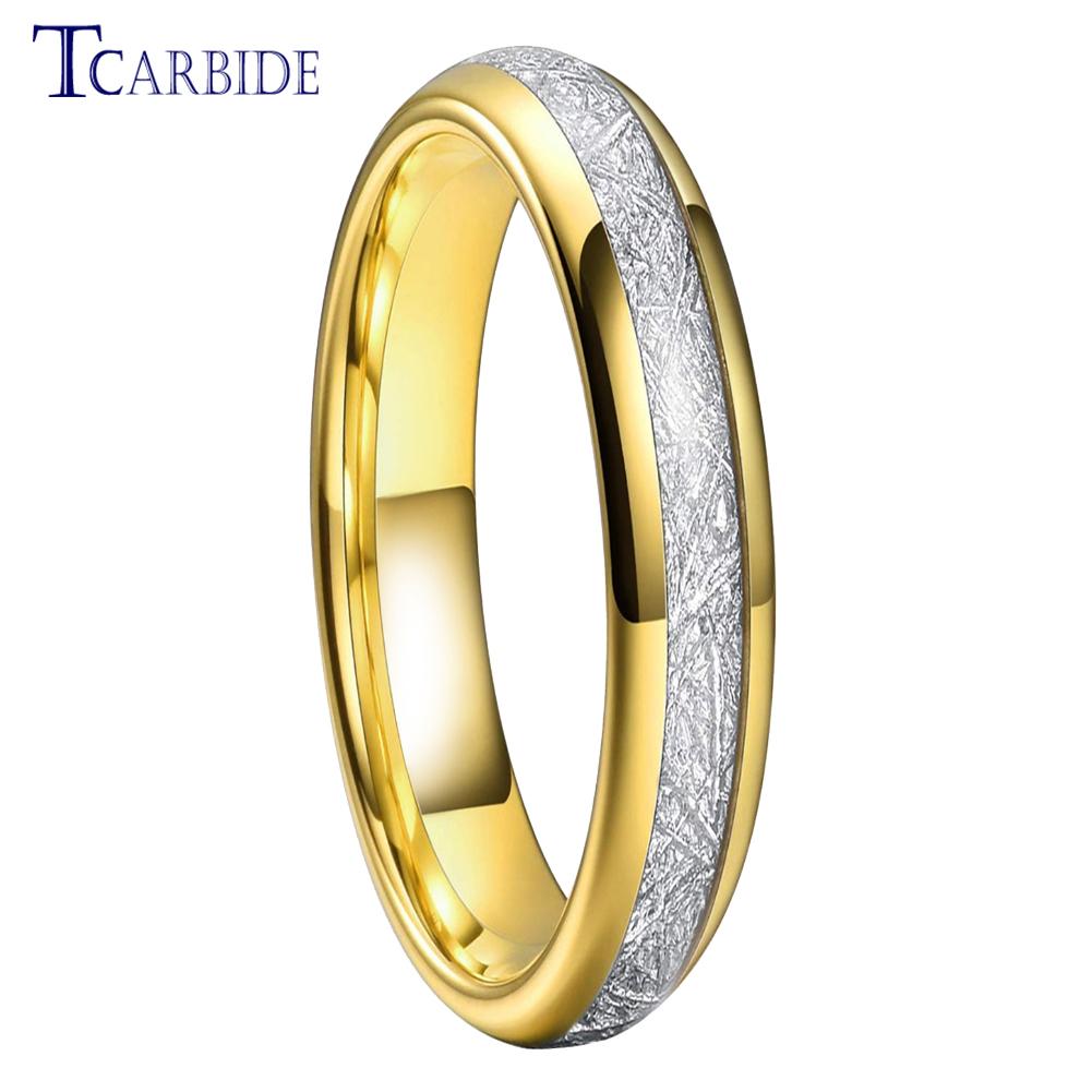 4MM 6MM 8MM Men Women Tungsten Engagement Wedding Band Bright Meteorite Inlay Valentine's Day Gift Jewelry Comfort Fit
