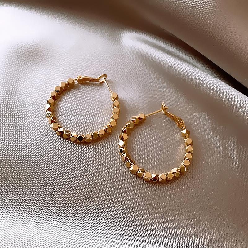 Gold Broken Silver Circle Light Luxury High-end Stud Earrings