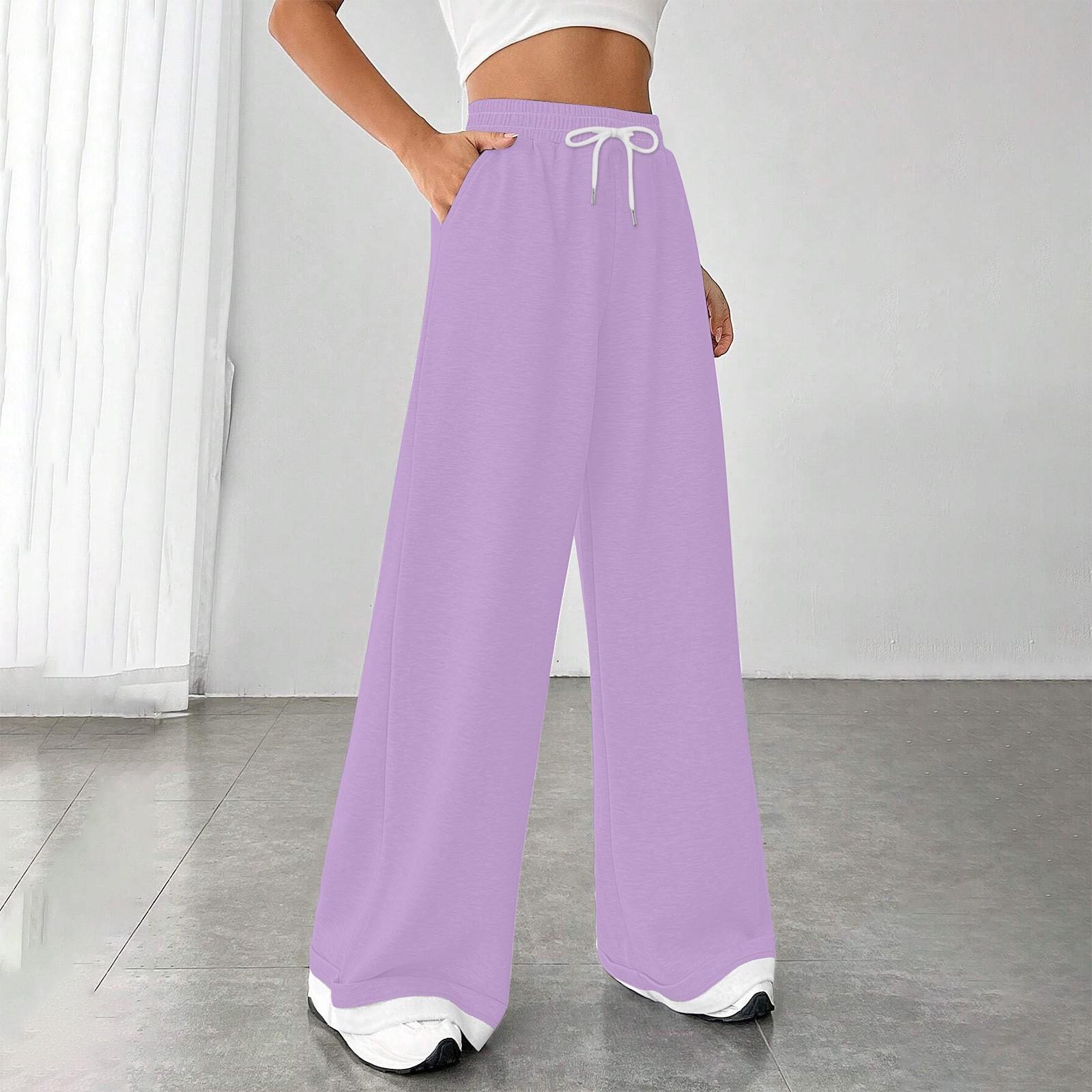 

Женские модные свободные повседневные спортивные брюки с завязками и закрытой талией, однотонные повседневные брюки XXL фиолетовый