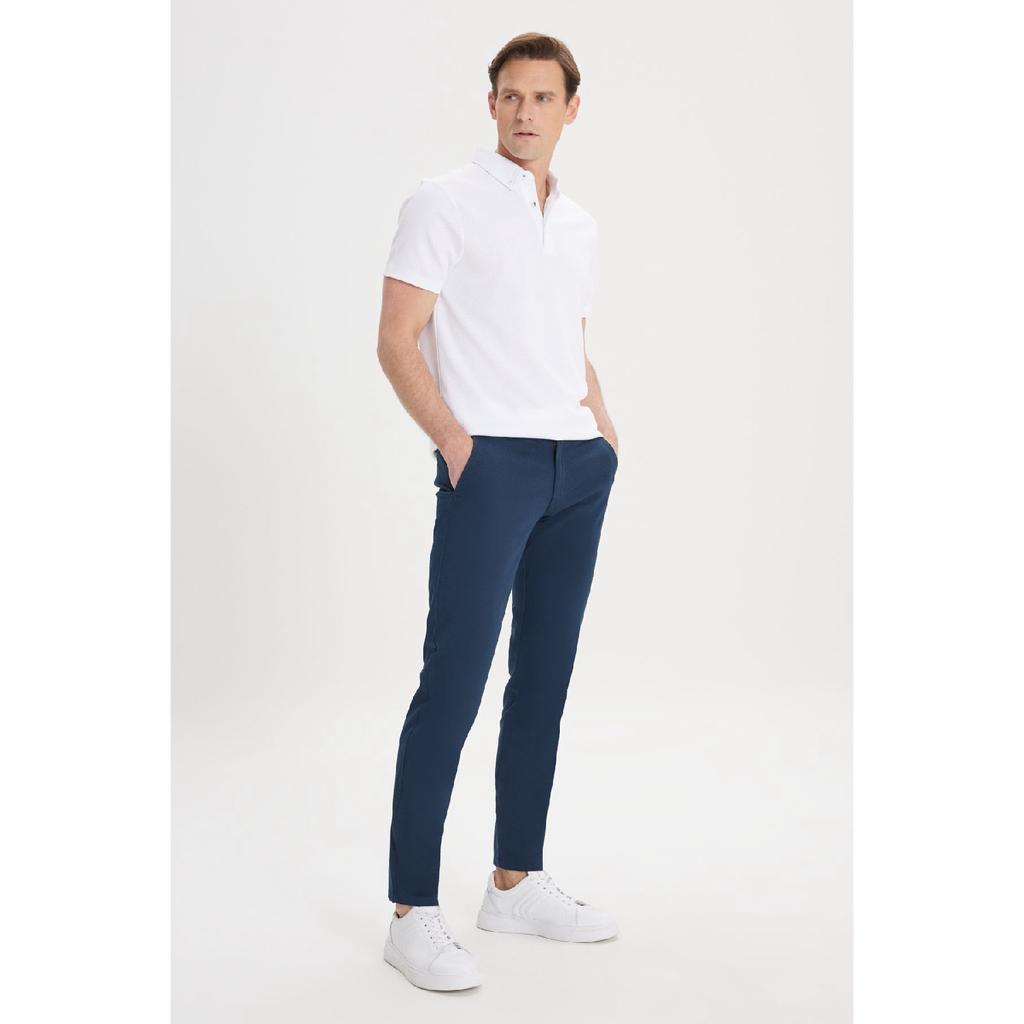 Calças Chino Slim Fit Masculinas de Lona Preta Slim Fit com Bolso Lateral