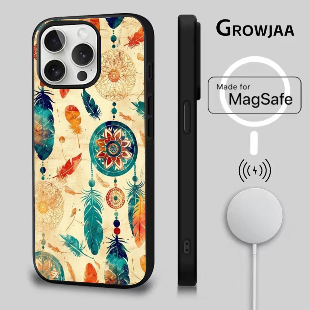 Dreamcatcher Feather Phone Case For iPhone 16e,16,15,14,13,12,11,Plus,Pro,Max,Mini Magsafe Magnetic Wireless Charging