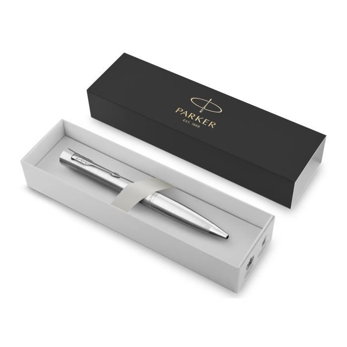 PARKER Urban Stylo Bille, Métro Métallique, Attributs Chromés, Recharge bleue pointe moyenne, Coffret cadeau
