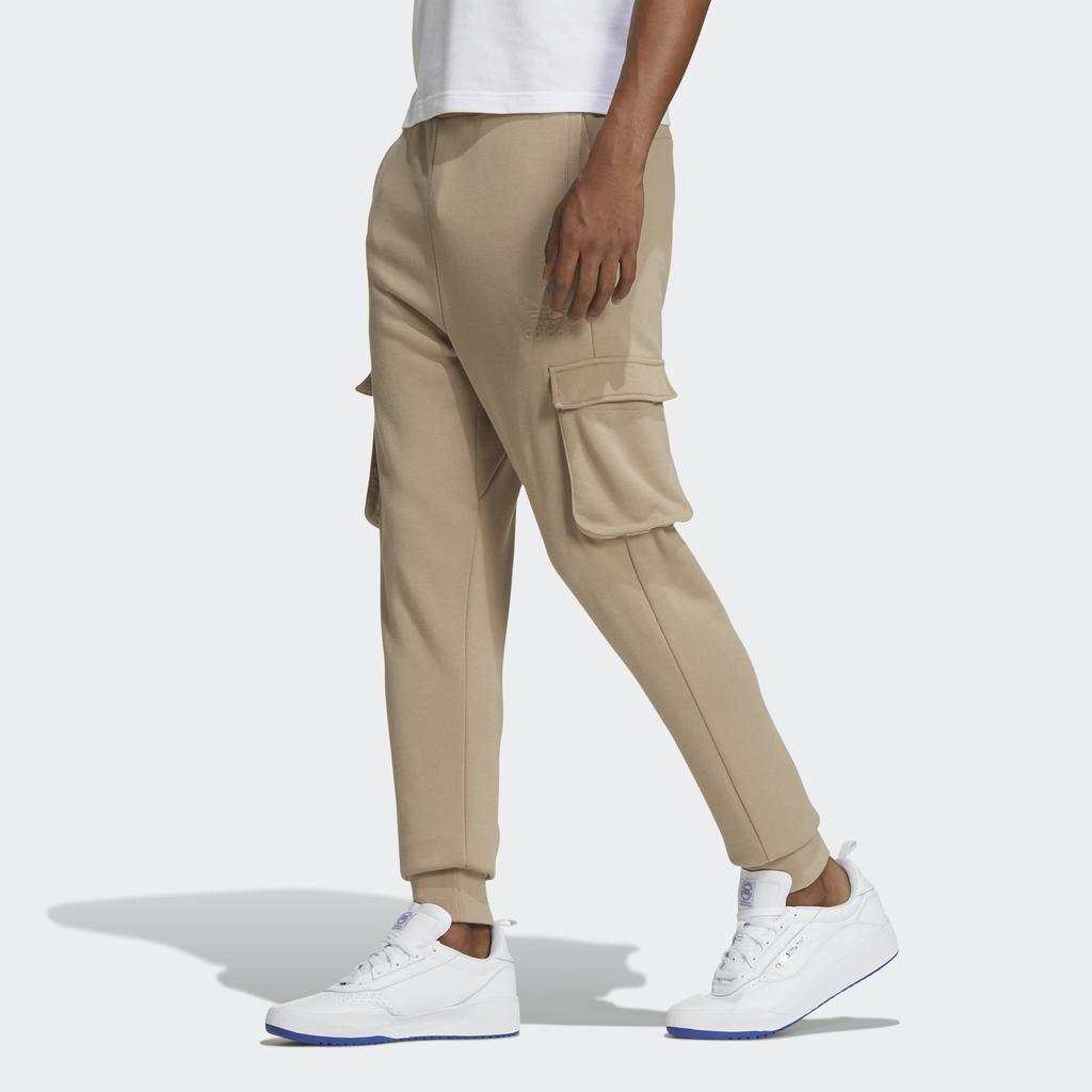 Adidas Originals Embossed Track Pants With Cargo Pockets And Cuffed Ankles Men Casual Sportswear Trousers Khaki-Brown GT7286