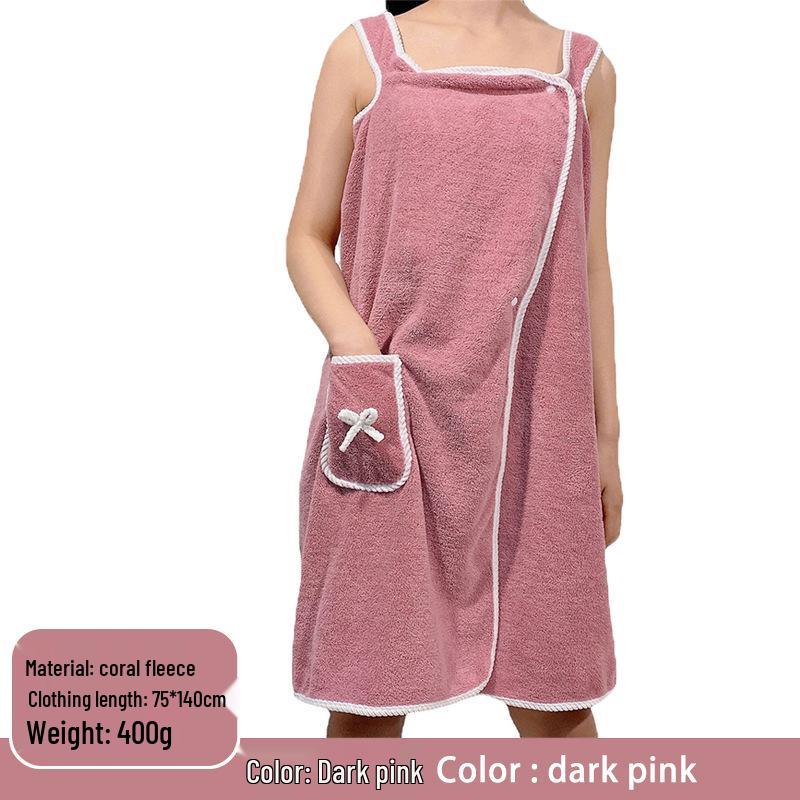Pineapple Grid Coral Fleece Wearable Bath Skirt - Soft, Thick, Absorbent Towel Wrap for Adults