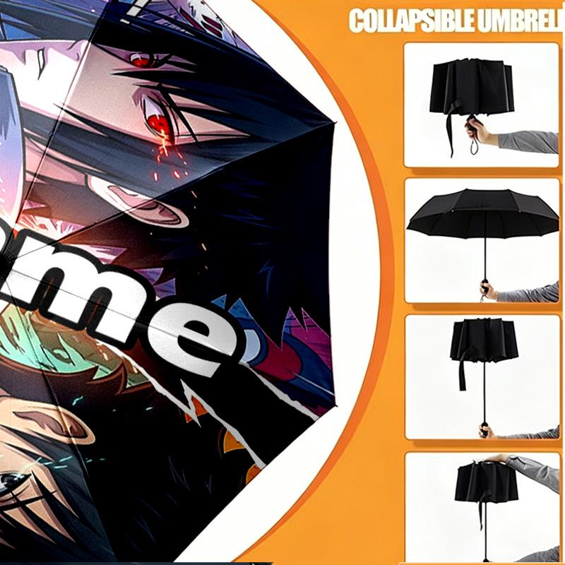 Custom Name Personalized BLEACH Print Umbrella, Auto Open Close, 8‑Rib Sturdy Frame, Commute Camping Hiking Use, Birthday Gift