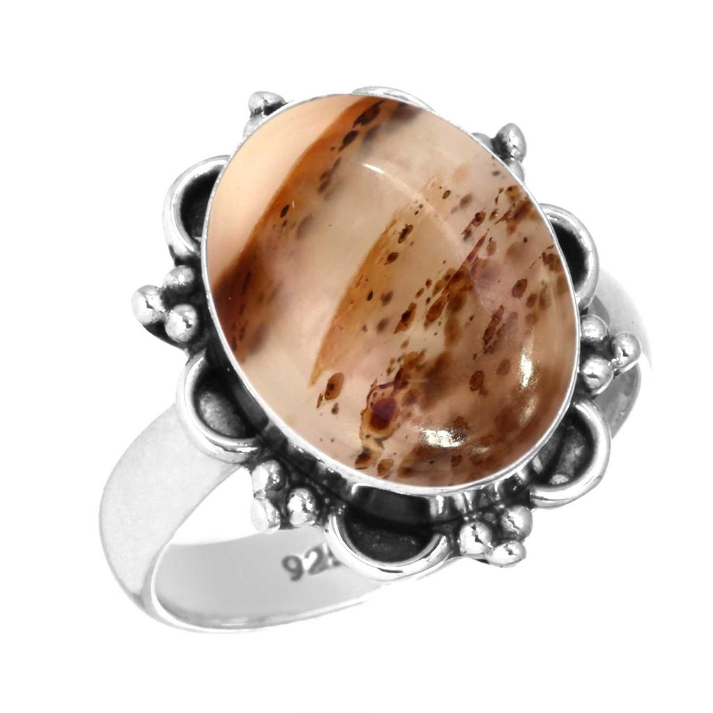 925 Sterlingsilber Ring Damen Edelstein Handgefertigter Schmuck Ostergeschenk Mookait Montana Achat Moosachat Stachelauster Rhodonit Shivaauge Mode