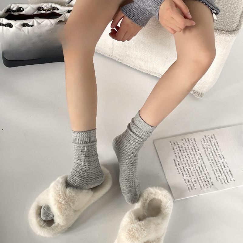 

Носки до середины икры с ретро толстыми полосками, спортивный и стройнящий стиль, универсальные махровые носки 1 pair серый