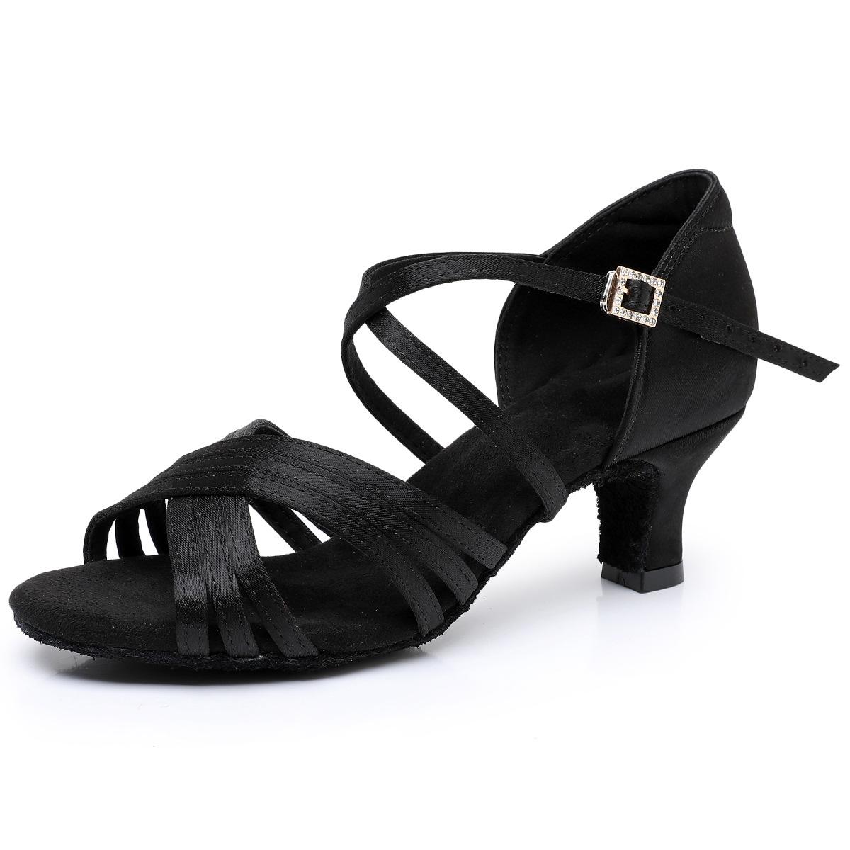 

Взрослые женские туфли для латиноамериканских танцев на среднем каблуке с мягкой подошвой, женские туфли для ча-ча, самбы, национального стандартного танца, обувь для выступлений 39 чёрный