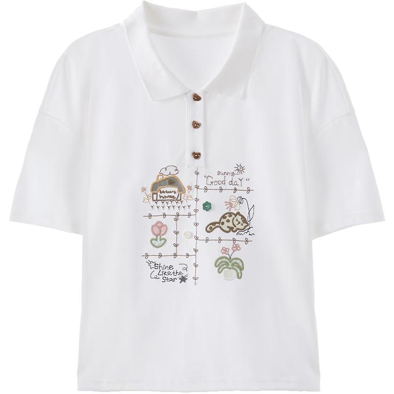 Betu Women s Lyocell Cotton Embroidered T-Shirt L