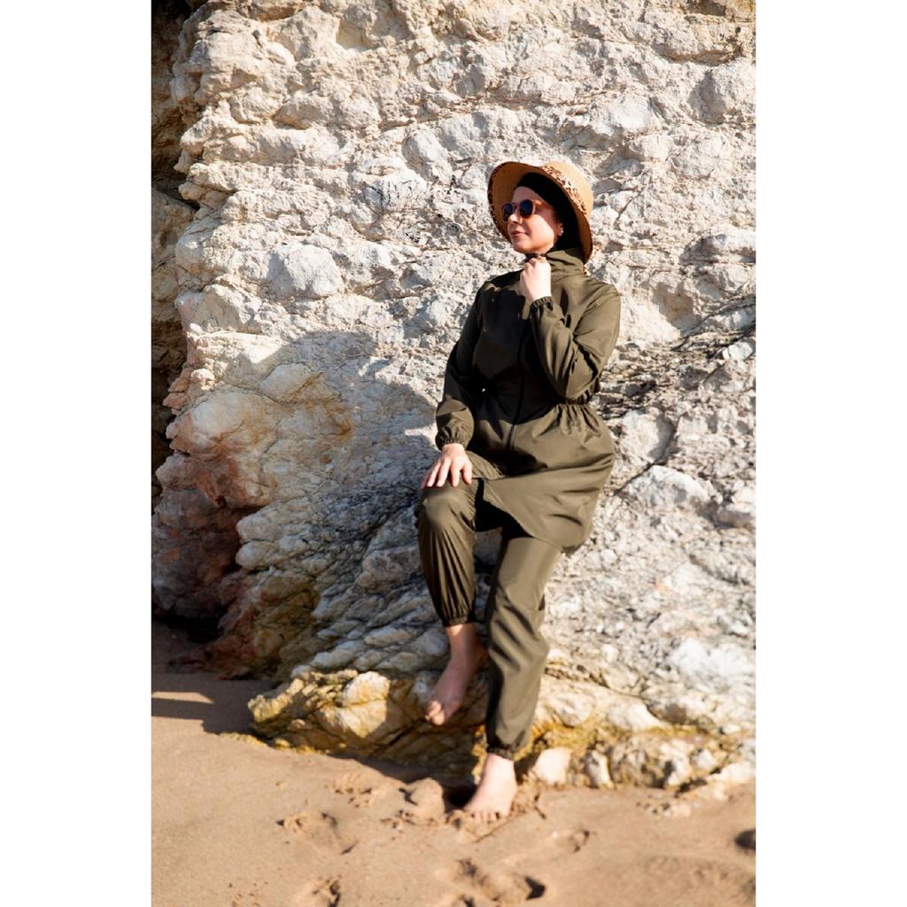 Geanta Geanta Taie Elastica Costum De Baie Hijab Set 2 Piese Bleumarin