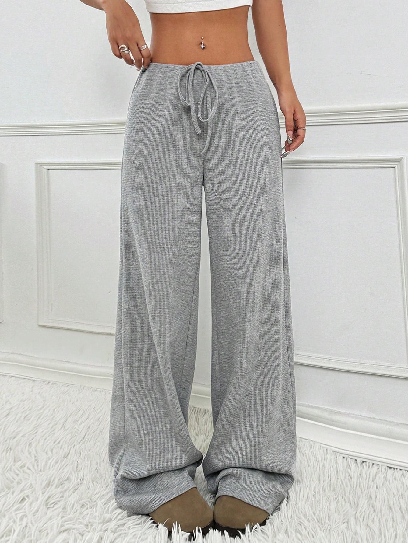 

2025 Autumn/Winter Women s Casual Striped Elastic Cotton Drawstring Pants S