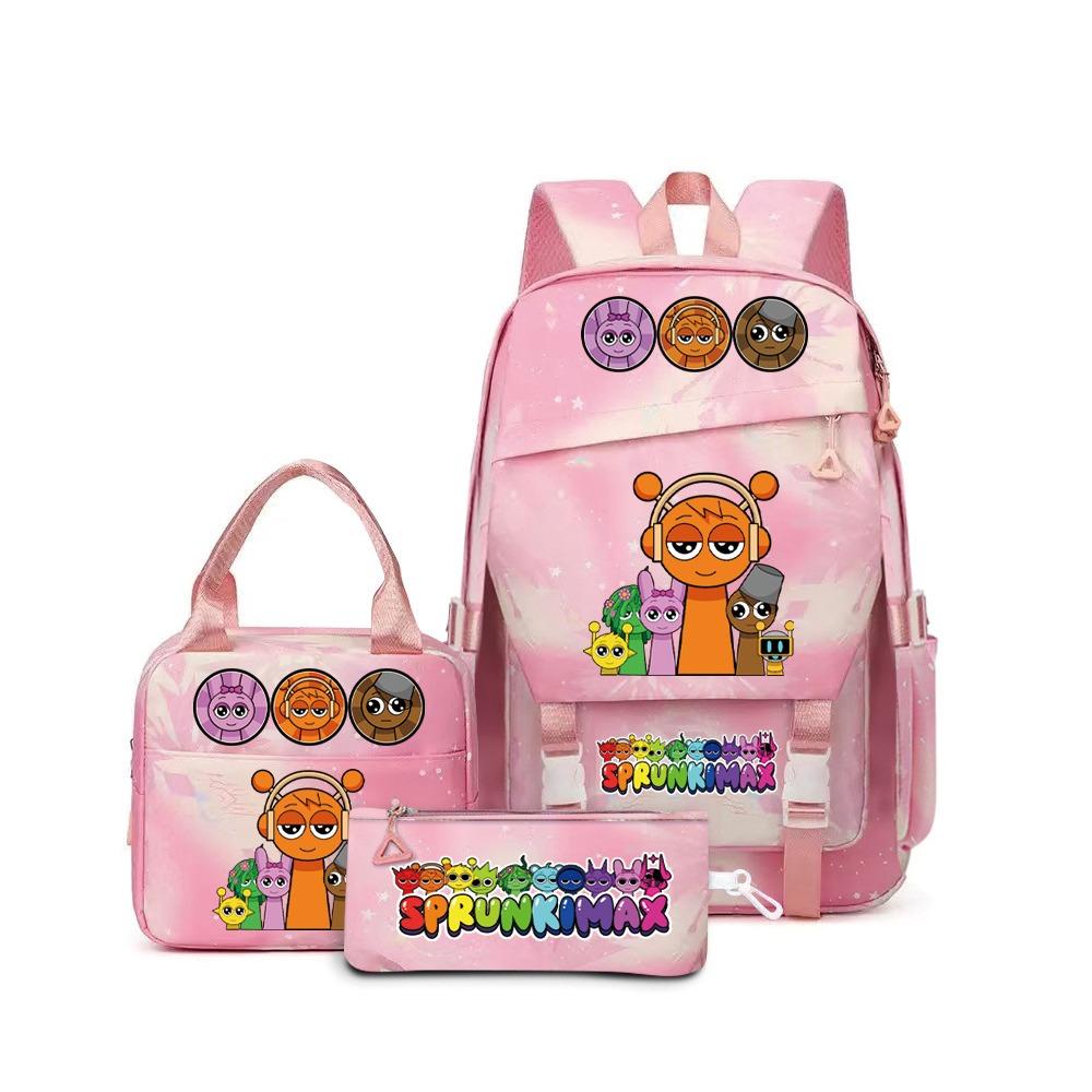 SprunkiPlush Rhythm Box School Bag Student Large Capacity Storage Backpack Backpack Three-piece Set L