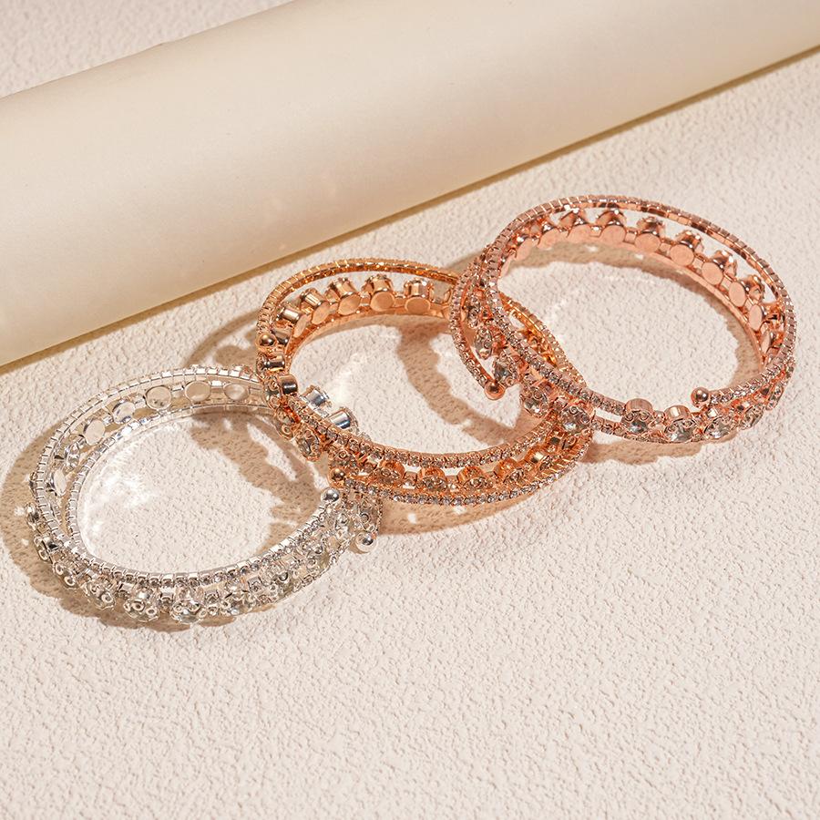 Zircon round three-layer open bracelet, personalized niche light luxury temperament, unique jewelry