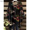 2025 Elegant Bohemian Women's T-shirt Flower Butterfly Bottom Round Neck Multi functional Summer Machine Washable
