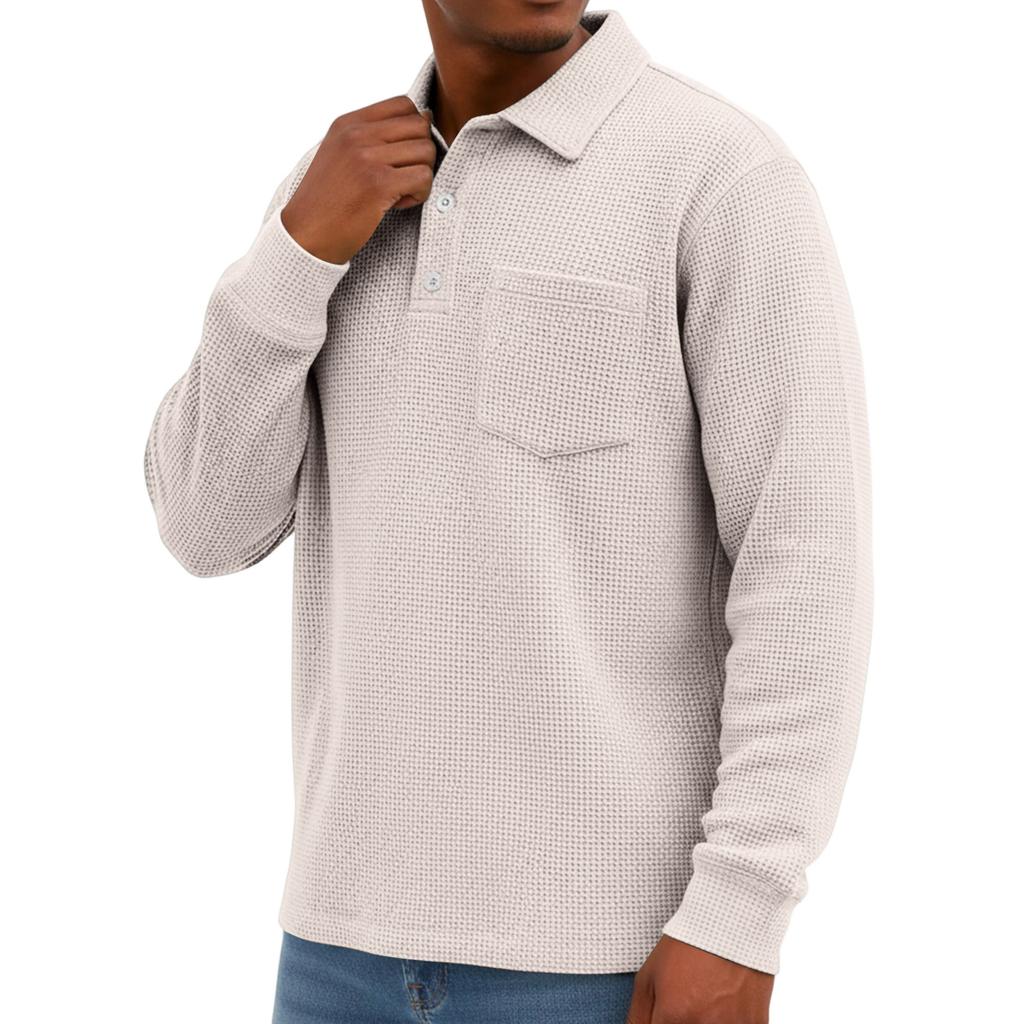 Men's Knit Casual Pocket Collar Pullover , Long Sleeve Daily Wear