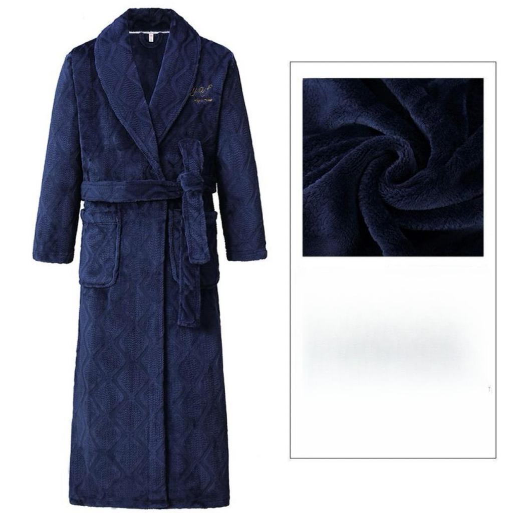 Herren Bademantel Winter Flanell Lang Robe Paar Verdickte Warme Nachtwäsche Plus Size Nachthemd Damen Lose Homewear