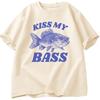 Retro Fishing TShirt Kiss My Bass Tee Funny Women Dad Grandpa Fishing Tshirt OutdoorsUnisex Humor Top FisherUnisex Gift Clothes Tshirt