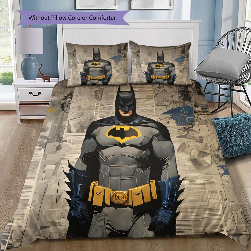 Batman Front View Bedding Set, 1 Duvet Cover & 2 Pillowcases, Home Bedroom, Ideal Gift