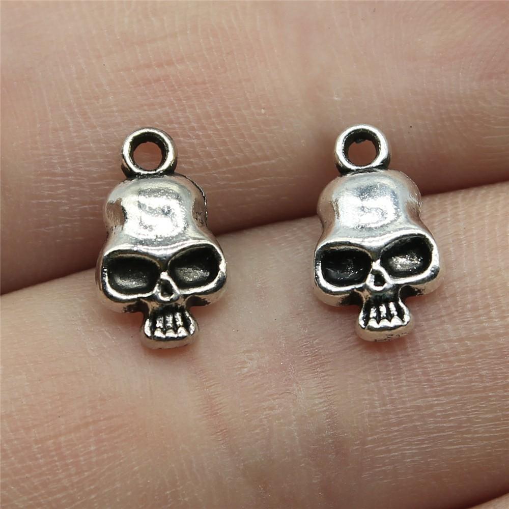20pcs Skull Charms Antique Silver Color Cute Skull Charms Pendants For Bracelets Bat Skull Charms Making Jewelry