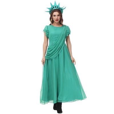 Green Chiffon Goddess Statue Costume Dress for Halloween Party