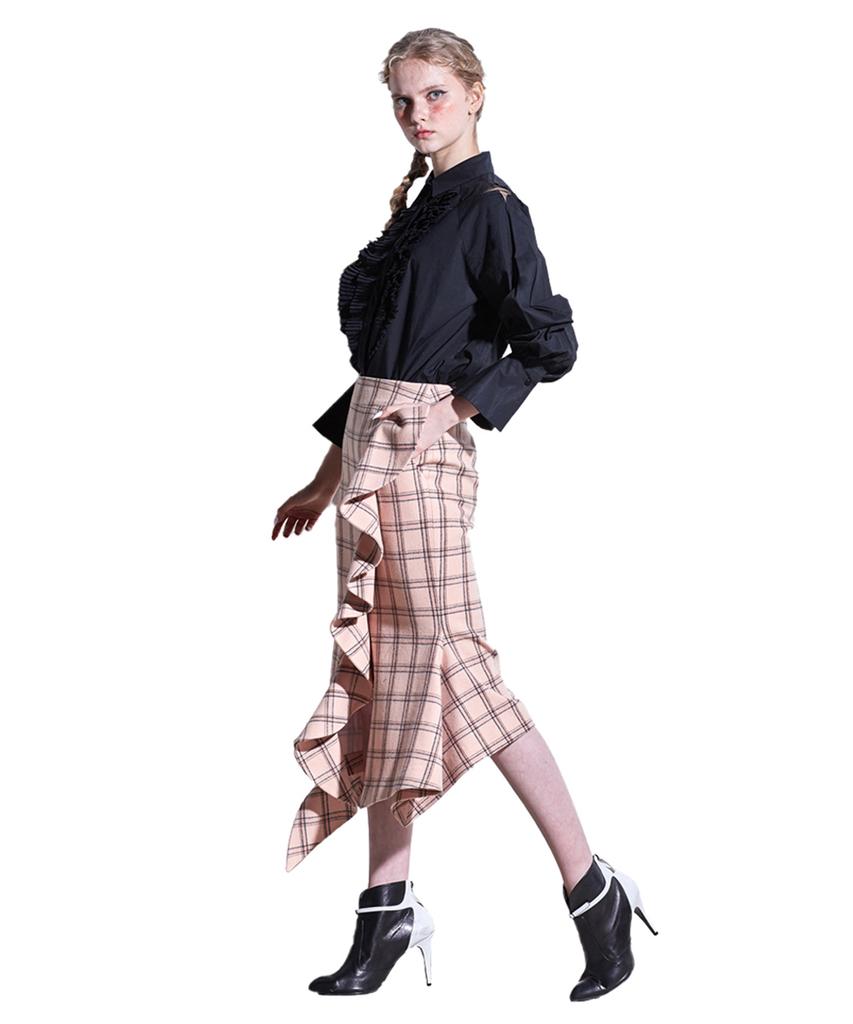 Greedius Check Ruffle Skirt