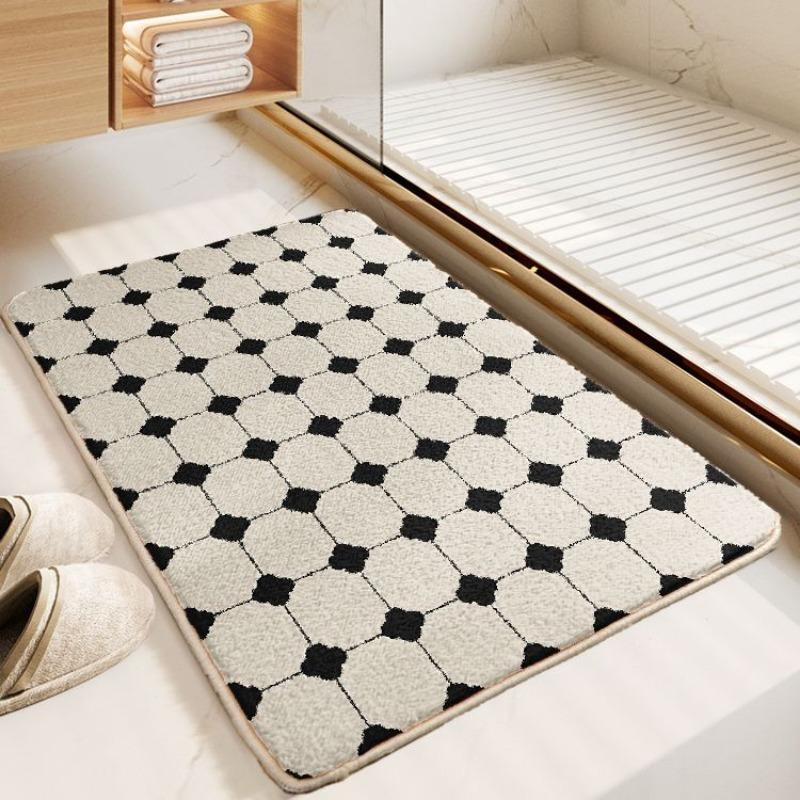 Thick Imitation Cashmere Floor Mat, Simple Water Absorbing and Anti Slip Bathroom Water Absorbing Floor Mat