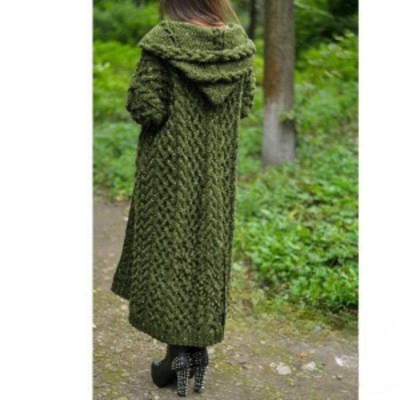 TIFICY Women's Fashion Casual Fall Winter Solid Color Print Long Sleeve Hooded Sweaters