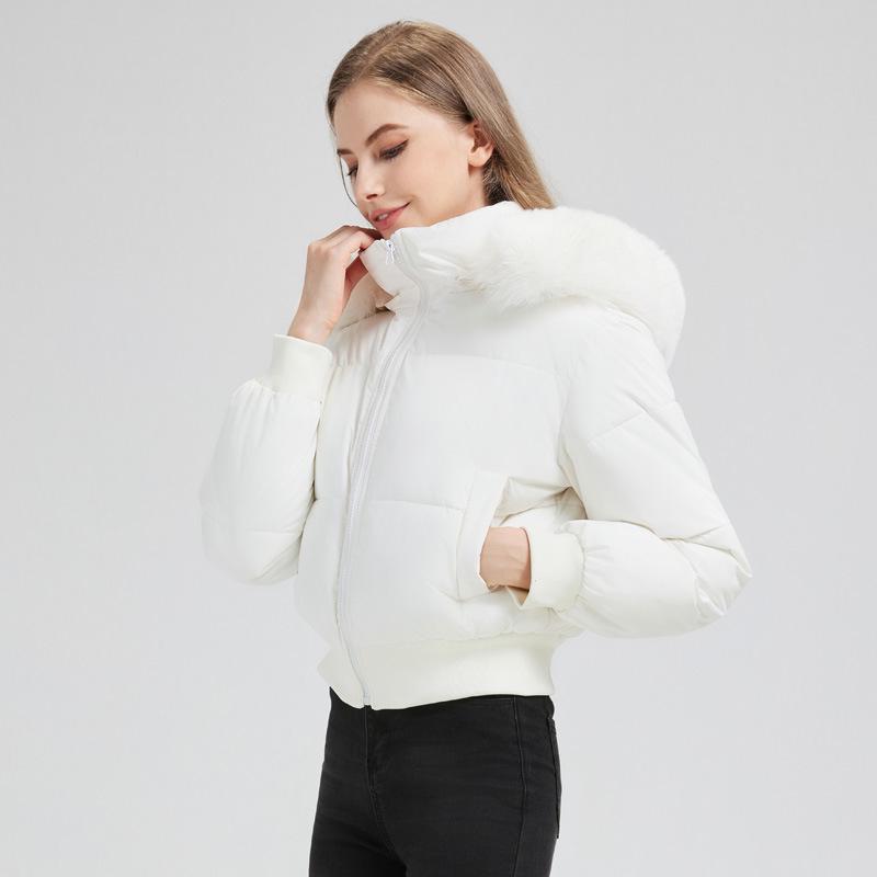 European & American Design Hooded Fur Collar Women's Winter Coat 2025: Short Style Cotton Jacket