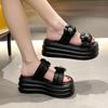 Fashion 8cm Woman Slippers 2024 Summer Fashion Sweet Female Casual Platform Shoes Microfiber Leather Women Outdoor Slides Heels