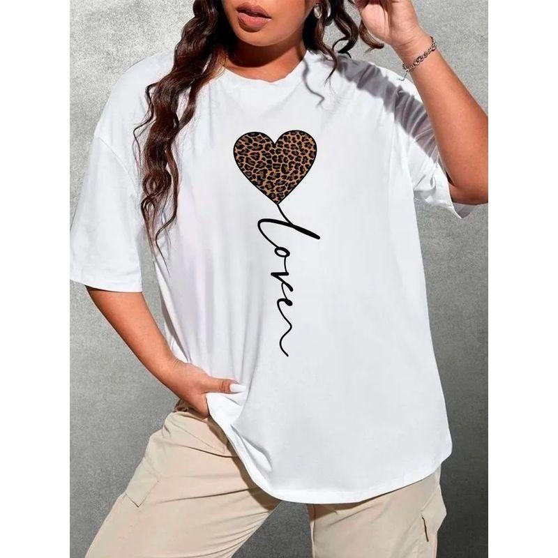Western Style Fashion Casual Loose round Neck Print T-shirt Top Printed Cotton T-shirt Top