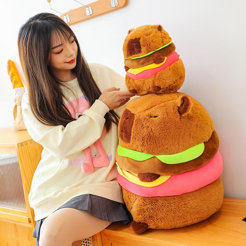 Capibara Burger Capybara Birthday Hat Burger Backpack Cute Ugly Plush Toy Pillow Doll